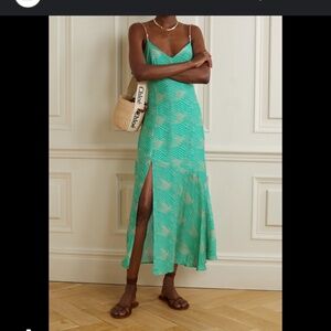 VIX Erin embellished striped woven midi dress